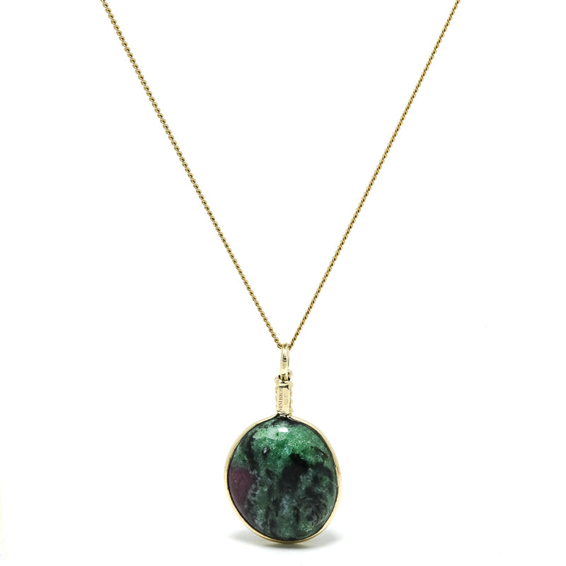 Ruby & Zoisite Polished Crystal Pendant from India | Venusrox