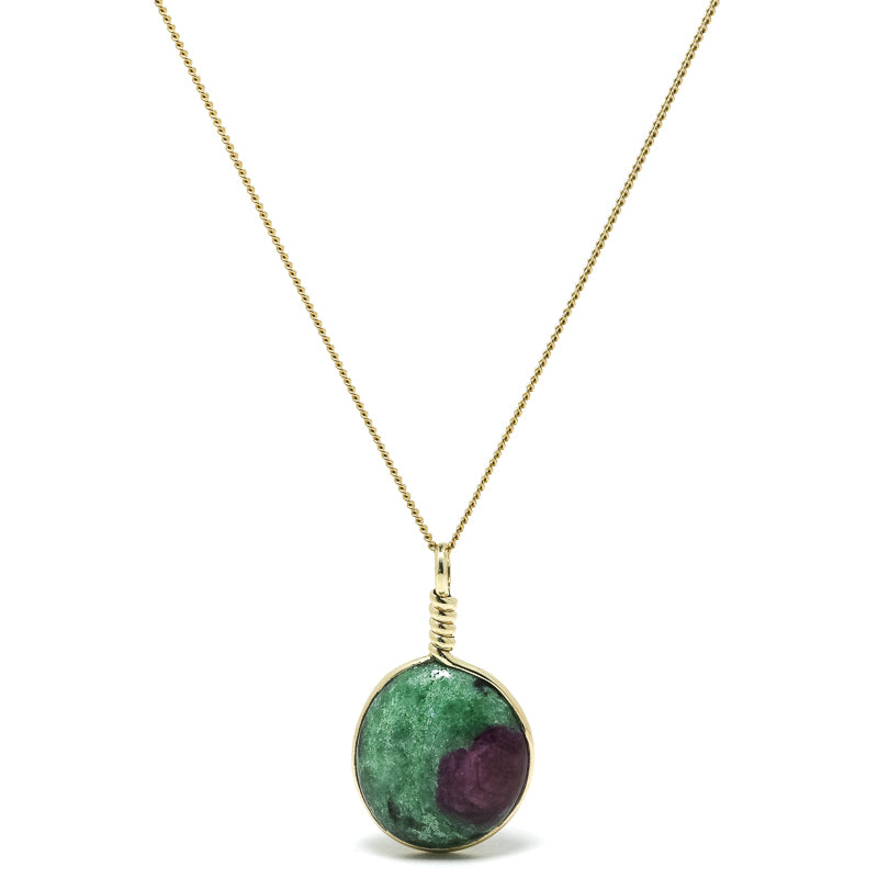 Ruby & Zoisite Polished Crystal Pendant from India | Venusrox