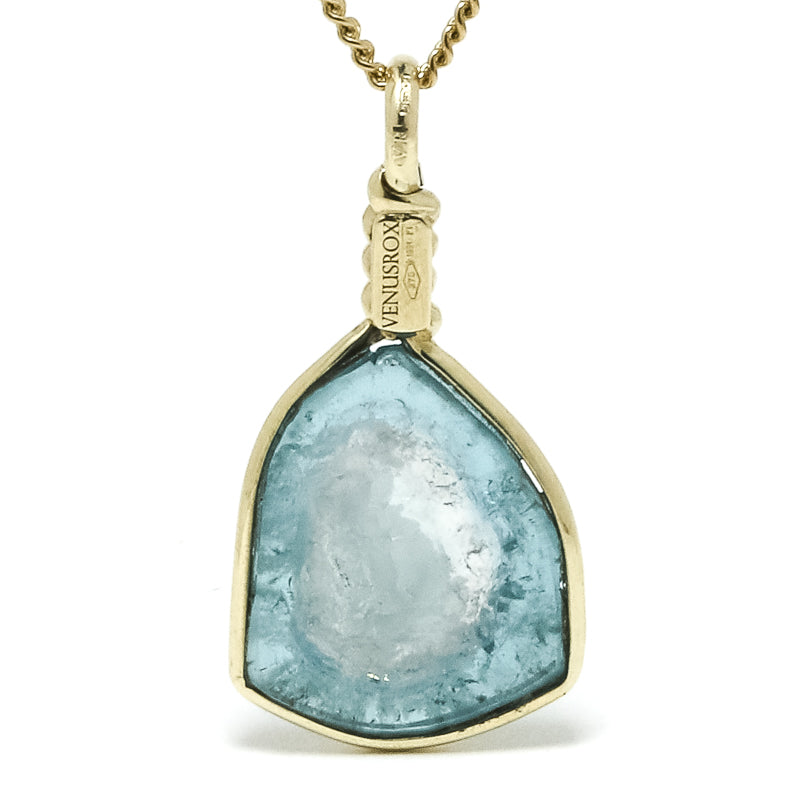 Indicolite (Blue Tourmaline) Polished Slice Pendant from Namibia | Venusrox