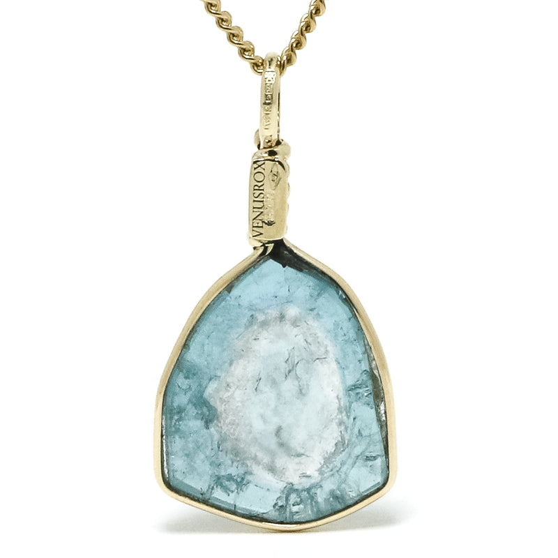 Indicolite (Blue Tourmaline) Polished Slice Pendant from Namibia | Venusrox