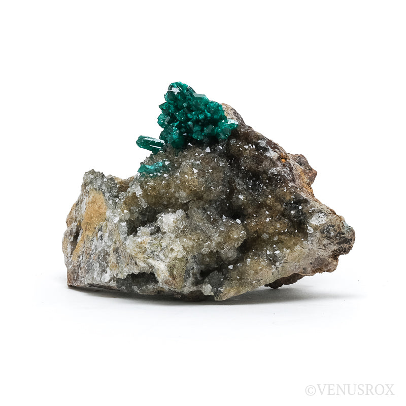 Dioptase with Quartz & Shattuckite on Matrix Natural Cluster from the Democratic Republic of Congo | Venusrox