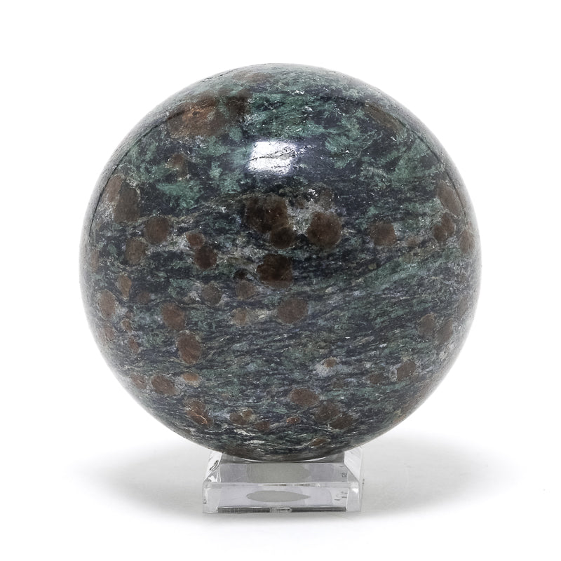 Hessonite Garnet & Omphacite in Glaukophane Sphere from Quincinetto, Italy | Venusrox