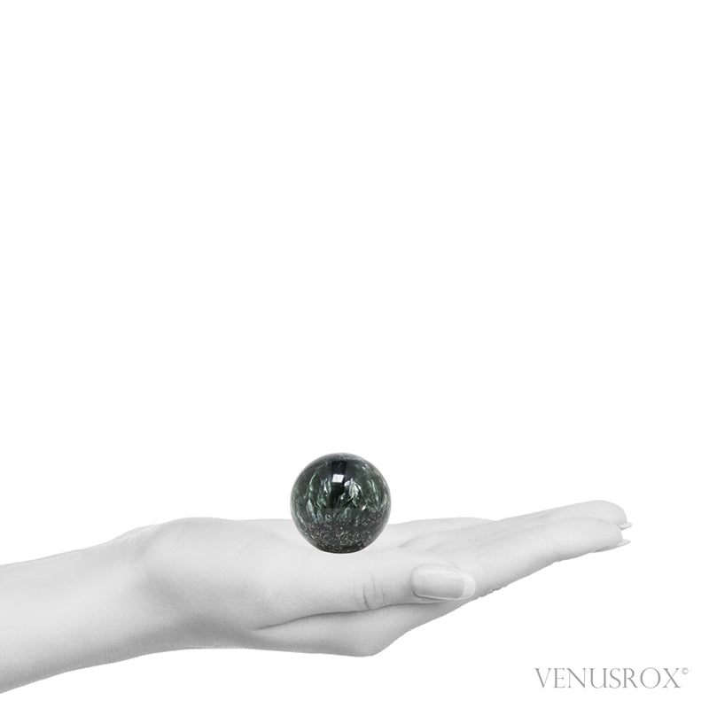 Seraphinite Polished Sphere from Korshunovskoye Iron Scary Deposit, Irkutskaya Oblast, Siberia, Russia | Venusrox