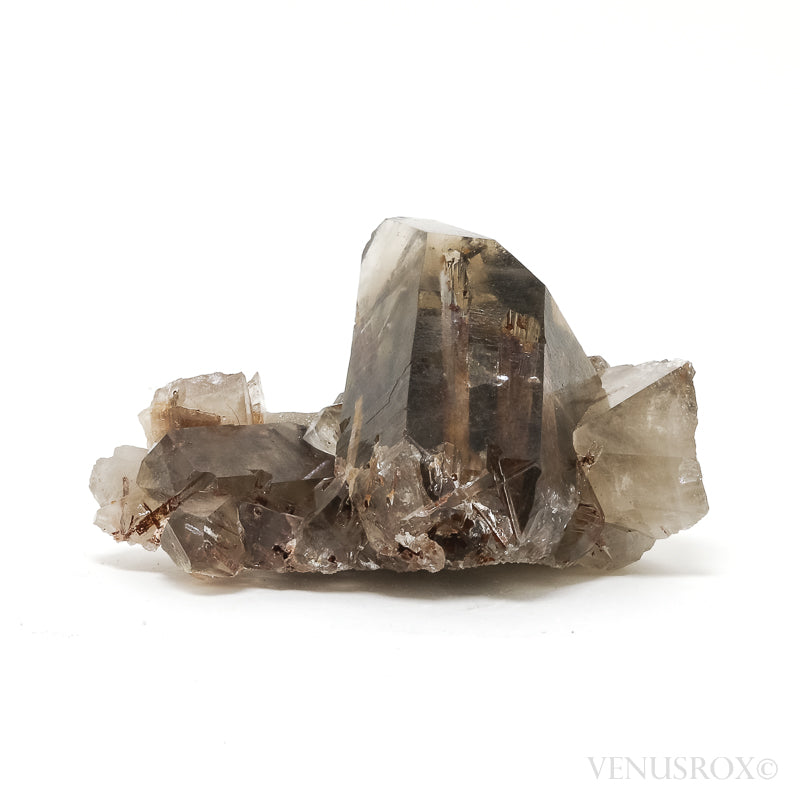 Smoky Quartz with Green & Red Epidote Natural Cluster from Brazil | Venusrox