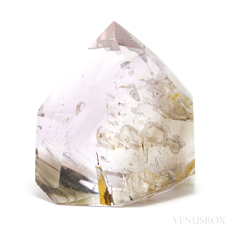 Amethyst & Smoky Phantom Quartz with an Enhydro & Negative Crystals Polished Point from Madagascar | Venusrox
