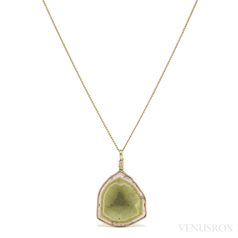 Pink & Green Tourmaline Polished Slice Pendant from Brazil | Venusrox