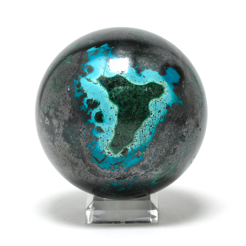 Chrysocolla with Cuprite & Malachite Polished Sphere from the Democratic Republic of Congo | Venusrox