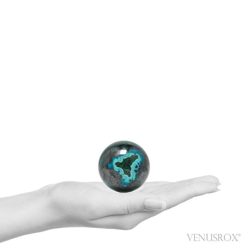 Chrysocolla with Cuprite & Malachite Polished Sphere from the Democratic Republic of Congo | Venusrox