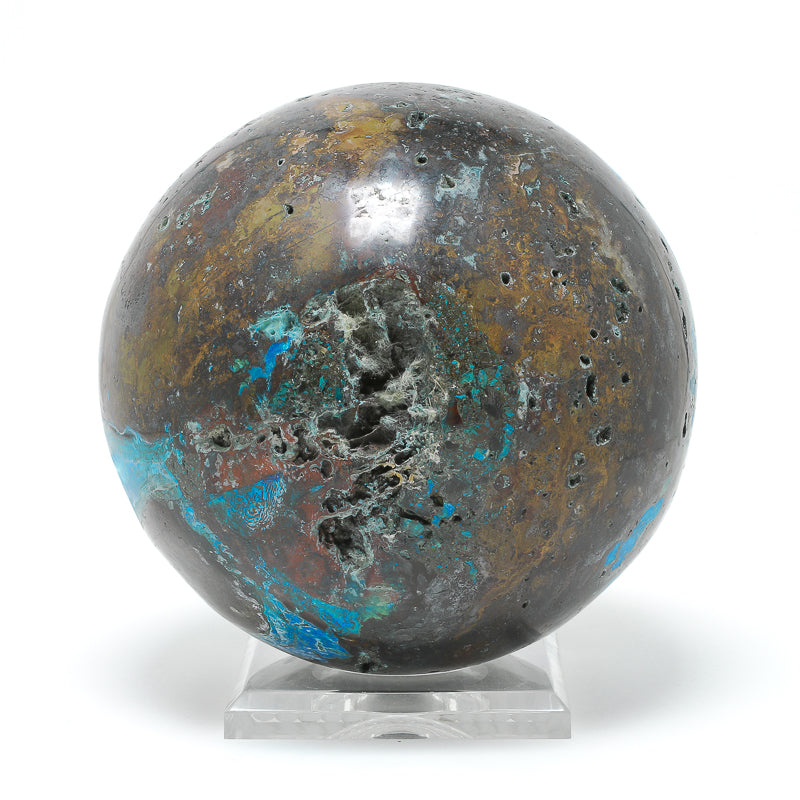 Chrysocolla with Quartz & Matrix Polished Sphere from Peru | Venusrox