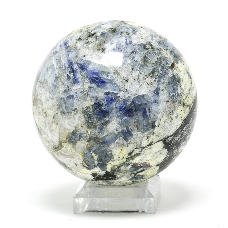 Blue Kyanite with Staurolite in Quartz & Mica Schist Polished Sphere from Pizzo Forno, Chironico Valley, Faido, Leventina, Ticino, Switzerland | Venusrox