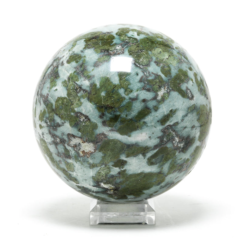 Smaragdite in Talc Polished Sphere from the Allalin Glacier, Valais, Switzerland | Venusrox