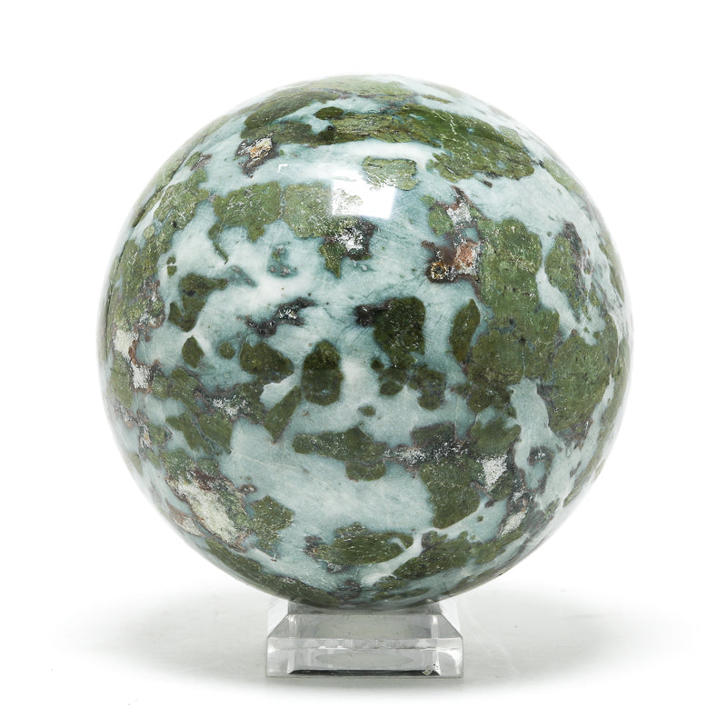 Smaragdite in Talc Polished Sphere from the Allalin Glacier, Valais, Switzerland | Venusrox