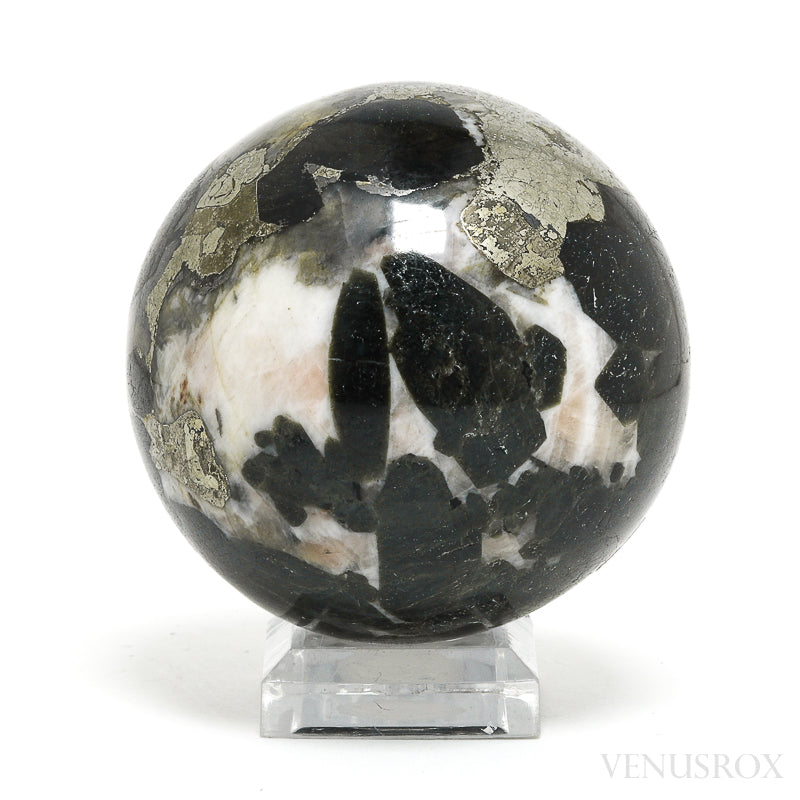 Diopside with Pyrite & Feldspar Polished Sphere from Madagascar | Venusrox