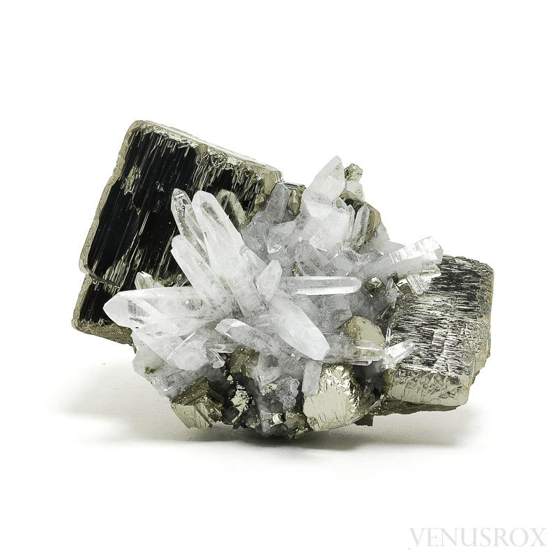 Pyrite with Quartz Natural Cluster from the Huanzala Mine, Huallanca District, Huanuco Department, Peru | Venusrox