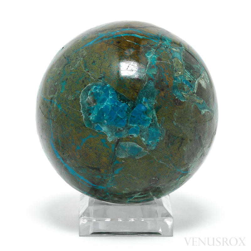 Chrysocolla with Malachite & Matrix Polished Sphere from Peru | Venusrox
