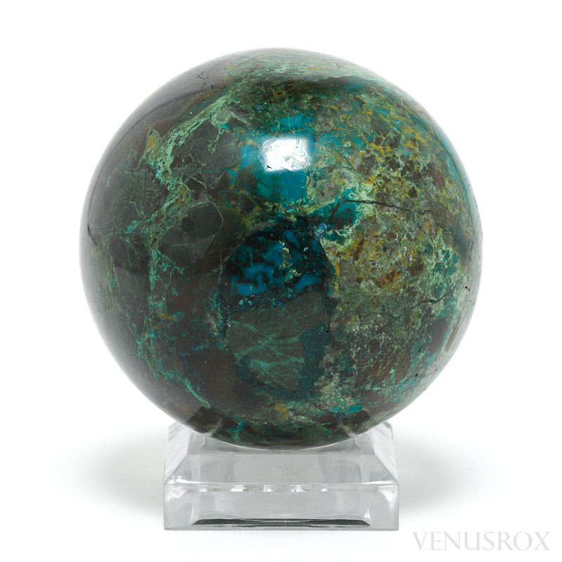 Chrysocolla with Malachite & Matrix Polished Sphere from Peru | Venusrox