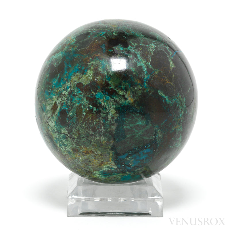 Chrysocolla with Malachite & Matrix Polished Sphere from Peru | Venusrox