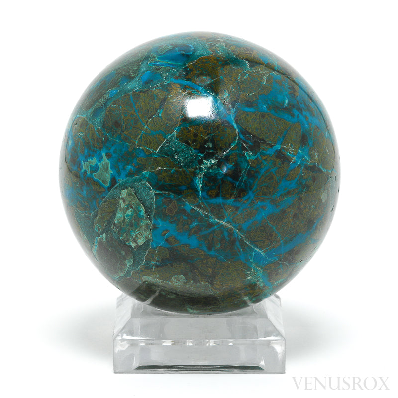 Chrysocolla with Malachite & Matrix Polished Sphere from Peru | Venusrox