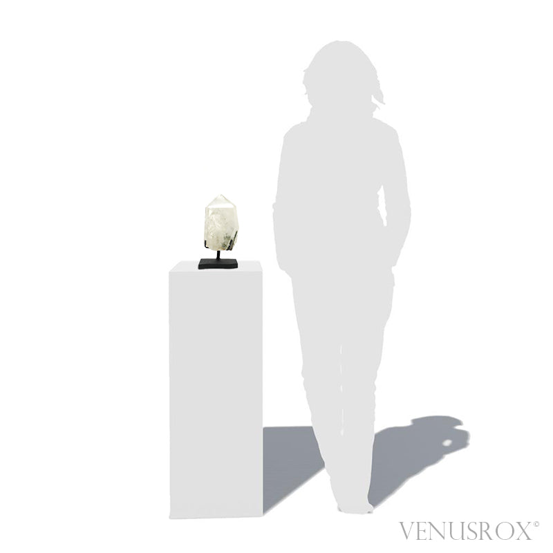 Citrine with Watermelon Tourmaline Part Polished/Part Natural Point from Brazil mounted on a stand | Venusrox