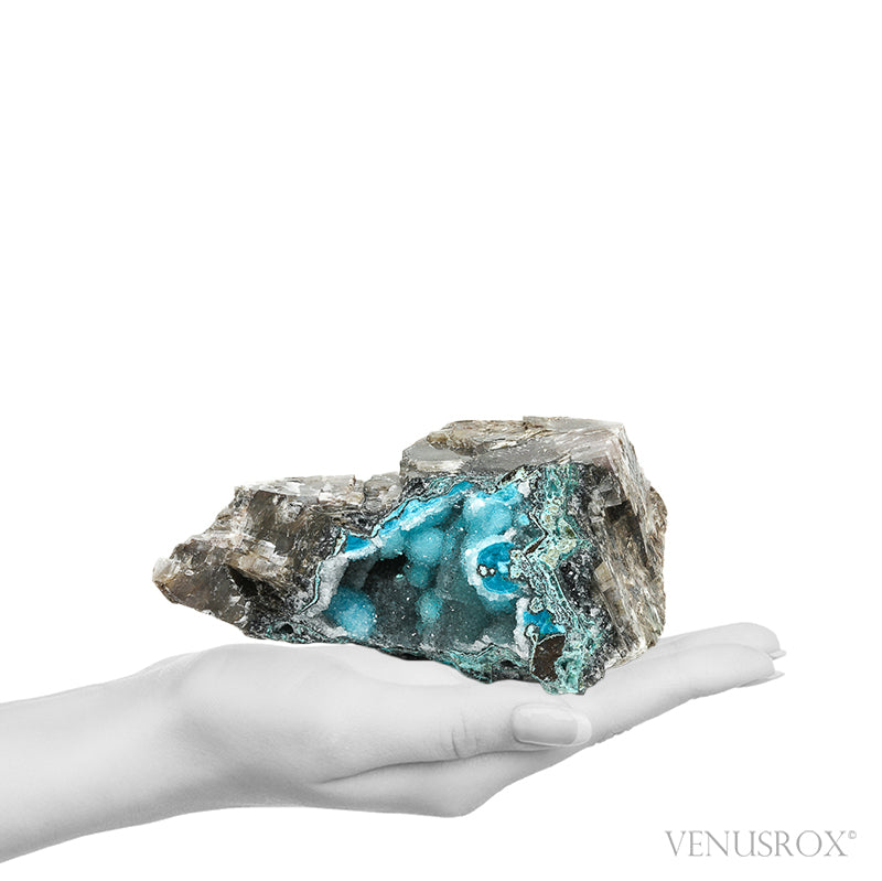 Chrysocolla with Quartz on Calcite Natural Crystal from the Lily Mine, Pisco Umay, Ica, Peru | Venusrox