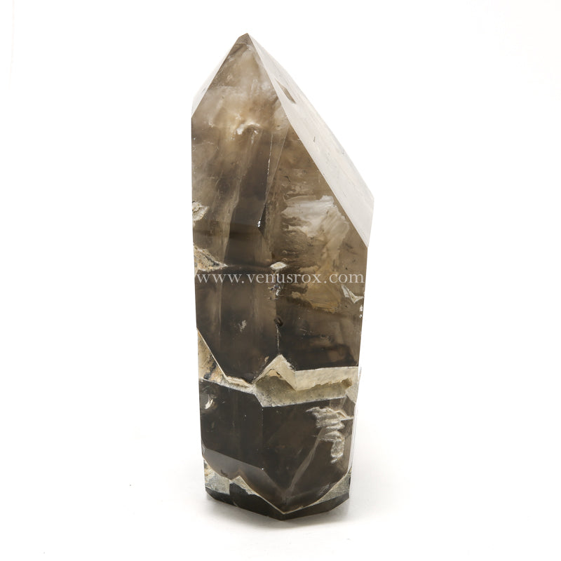 Smoky Phantom Elestial Quartz Part Polished/Part Natural Point from Brazil | Venusrox