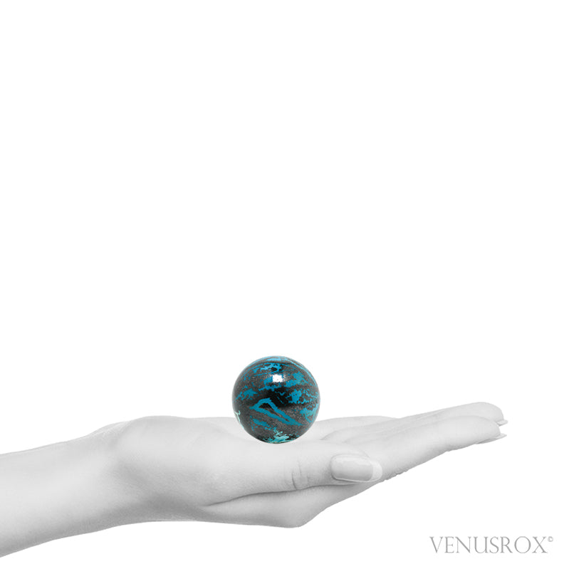 Chrysocolla with Cuprite, Malachite & Shattuckite Polished Sphere from the Democratic Republic of Congo | Venusrox