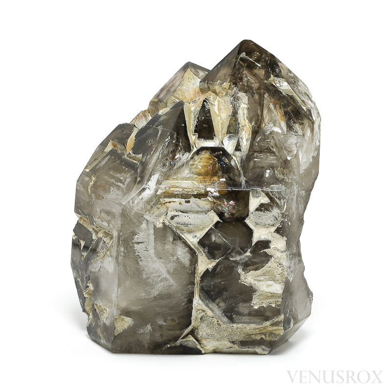 Smoky Phantom Elestial Quartz Part Polished/Part Natural Point from Brazil | Venusrox