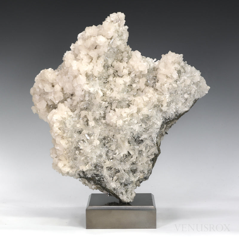 Quartz with Calcite & Pyrite Natural Cluster from Trepča, Kosovo, mounted on a bespoke stand | Venusrox