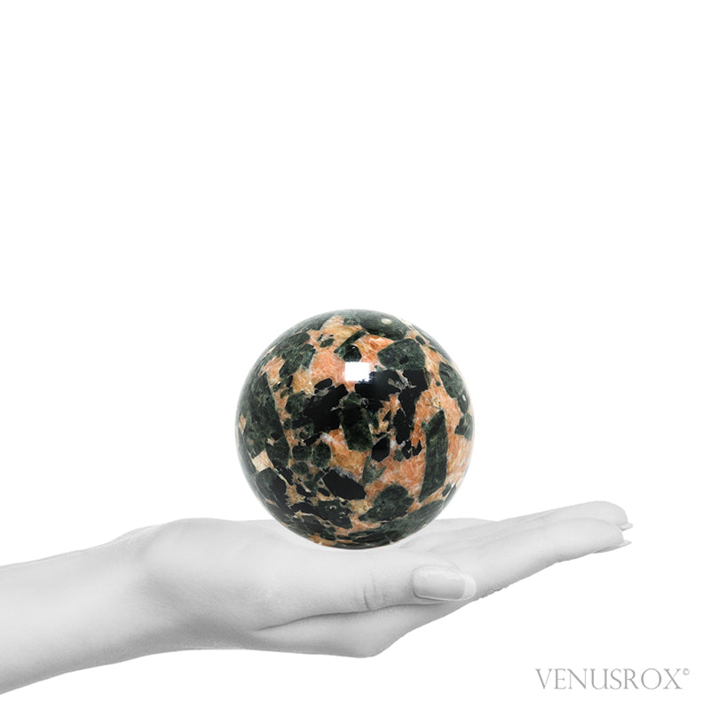 Diopside with Calcite Polished Sphere from the Baykal Lake Region, Russia | Venusrox