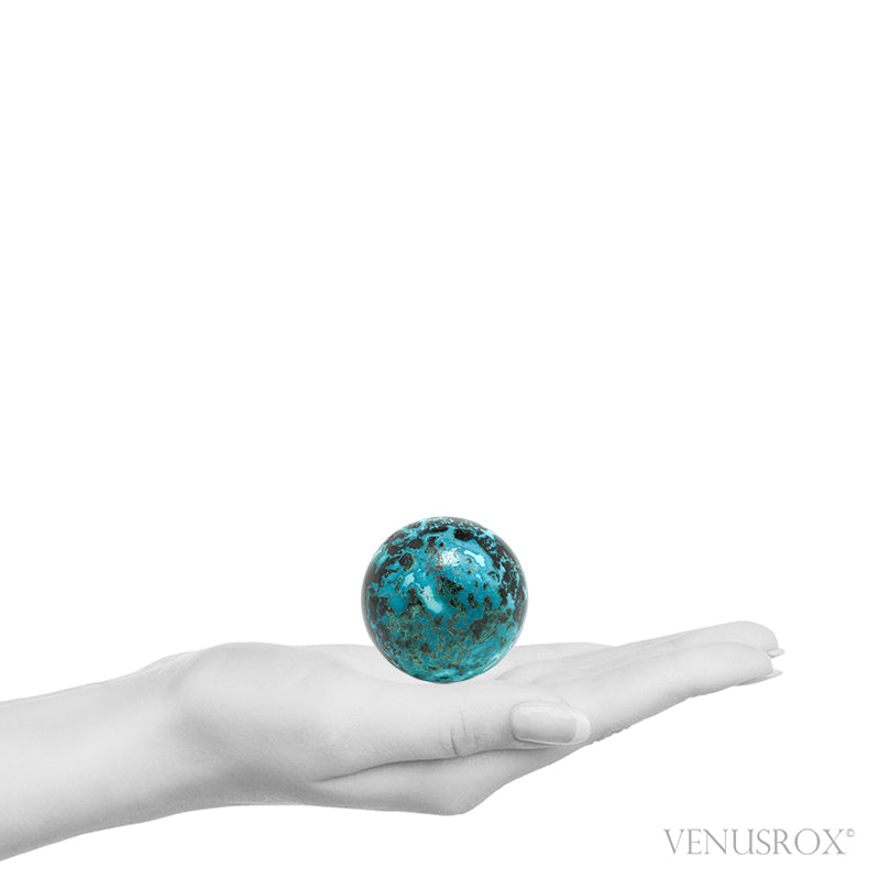 Chrysocolla with Cuprite & Malachite Polished Sphere from the Democratic Republic of Congo | Venusrox