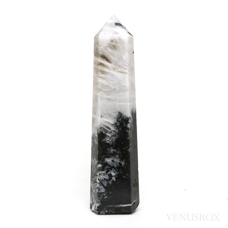 Tourmalinated Quartz Part Polished/Part Natural Point from Brazil | Venusrox