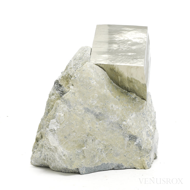 Pyrite Cube in Matrix from Navajun, La Rioja, Spain | Venusrox