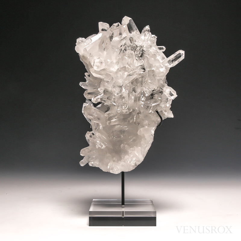 Clear Quartz Natural Cluster from Corinto, Minas Gerais, Brazil, mounted on a bespoke stand | Venusrox