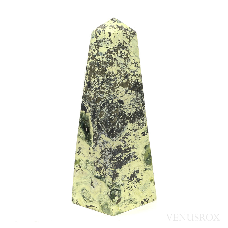 Serpentine with Pyrite Polished Point from Peru | Venusrox