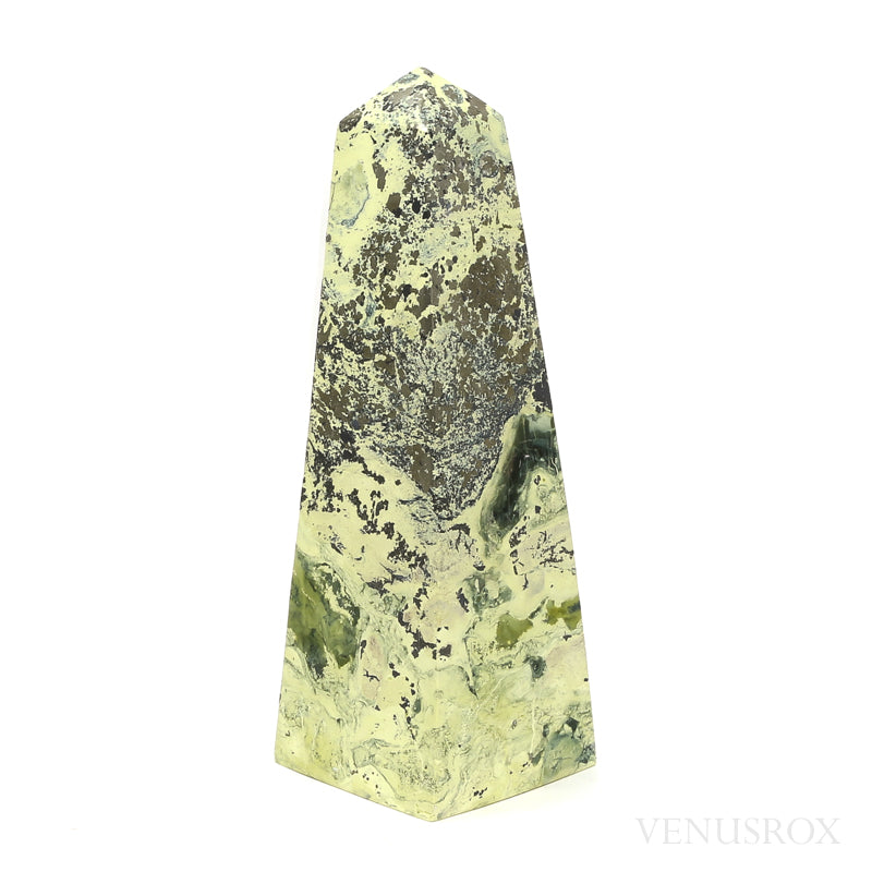 Serpentine with Pyrite Polished Point from Peru | Venusrox