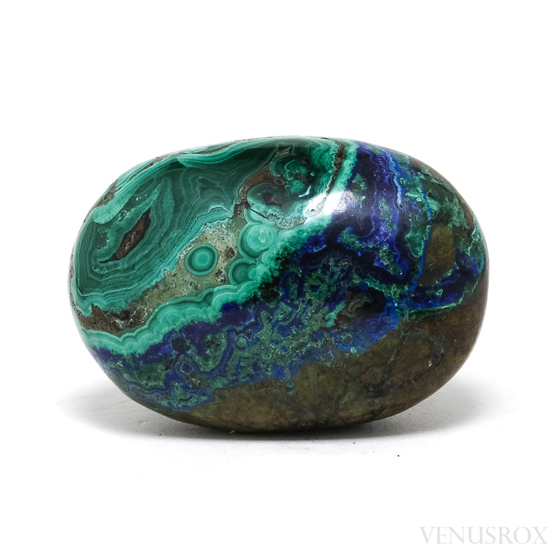 Azurite and Malachite in Matrix Polished Crystal from Huancavelica, Peru | Venusrox