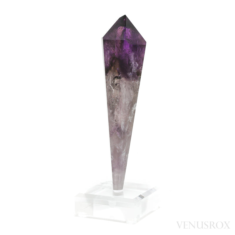 Amethyst Phantom Polished/Natural Point from the Quixaba Mine, Bahia, Brazil mounted on a bespoke stand | Venusrox