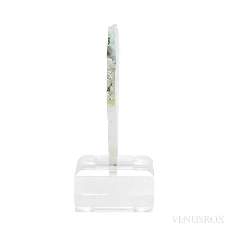 Ajoite in Quartz Polished Slice from the Messina Copper Mine, South Africa, mounted on a bespoke stand | Venusrox