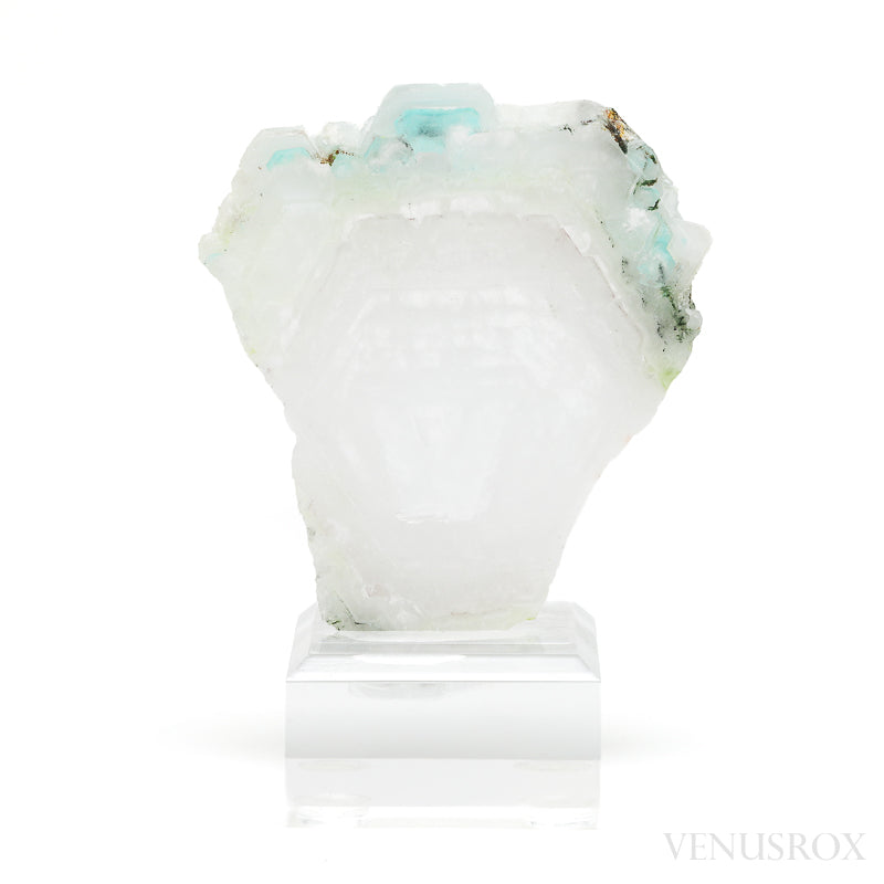 Ajoite in Quartz Polished Slice from the Messina Copper Mine, South Africa, mounted on a bespoke stand | Venusrox