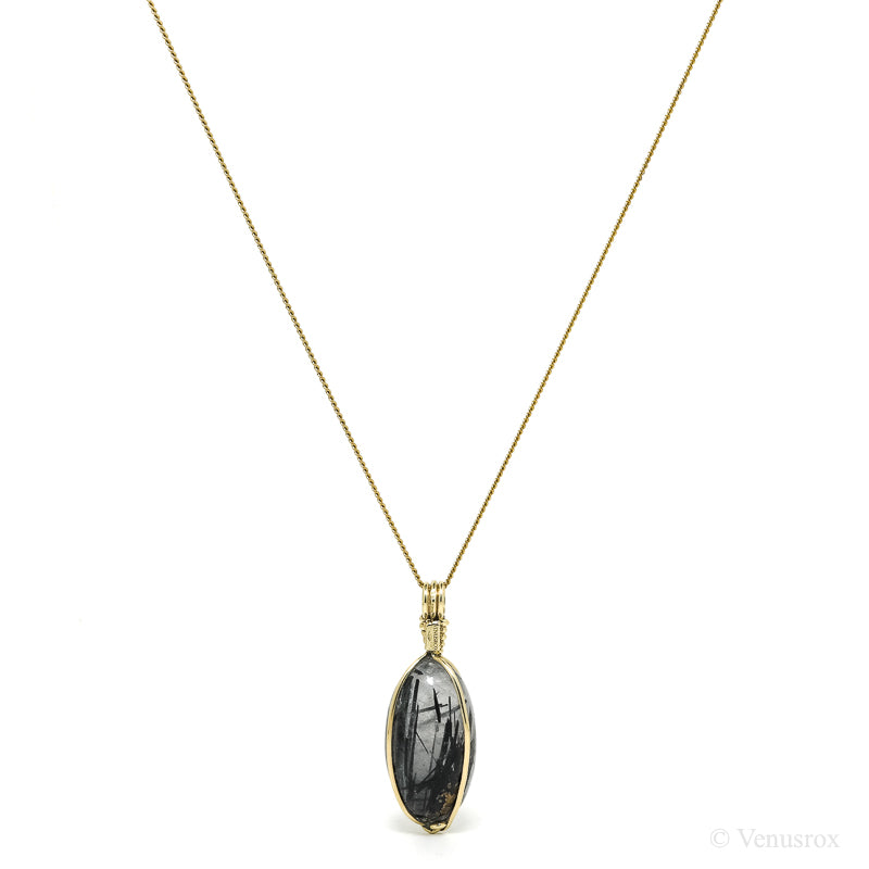 Tourmalinated Quartz Polished Crystal Pendant from India | Venusrox