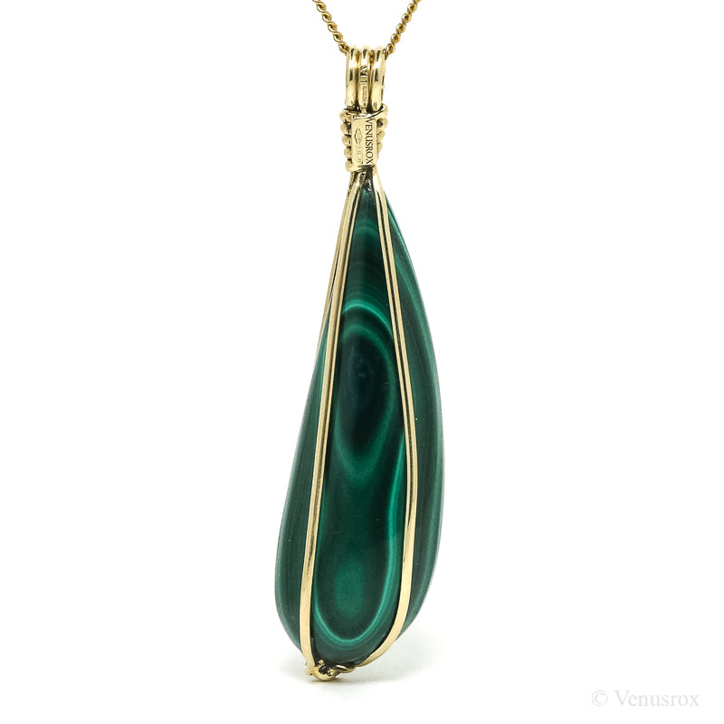 Malachite Polished Crystal Pendant with 9Kt Gold | Venusrox
