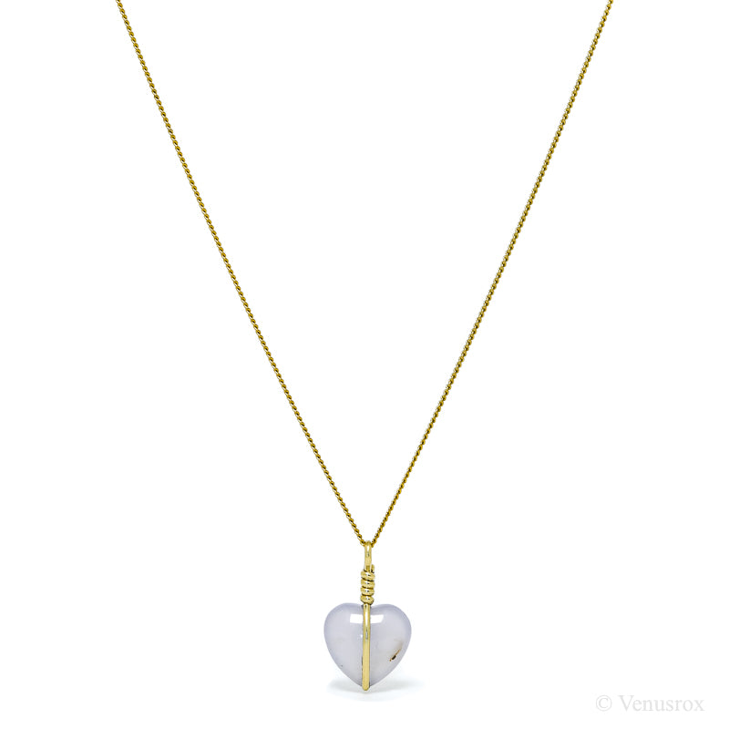 Blue Chalcedony Polished Heart Pendant from West Anatolia, Turkey | Venusrox