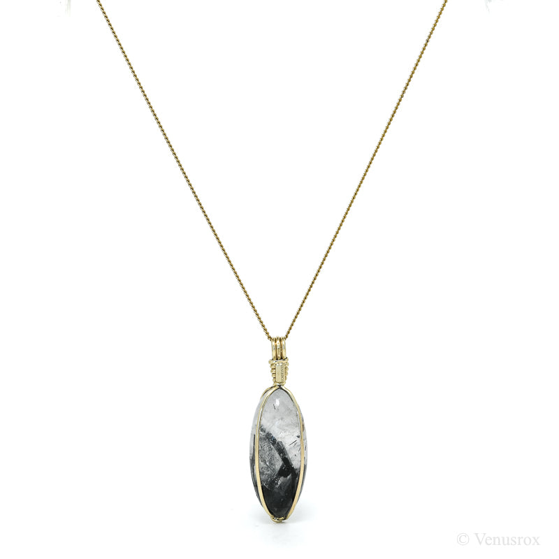 Tourmalinated Quartz Polished Crystal Pendant from India | Venusrox