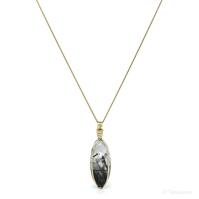 Tourmalinated Quartz Polished Crystal Pendant from India | Venusrox