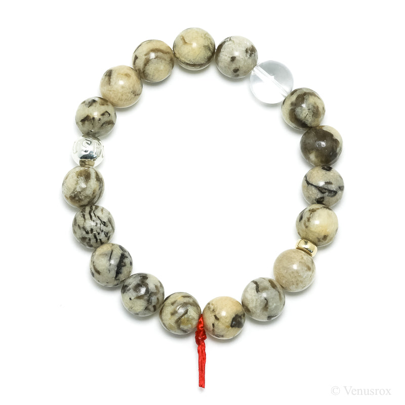 Graphic Feldspar Bead Bracelet from Madagascar | Venusrox