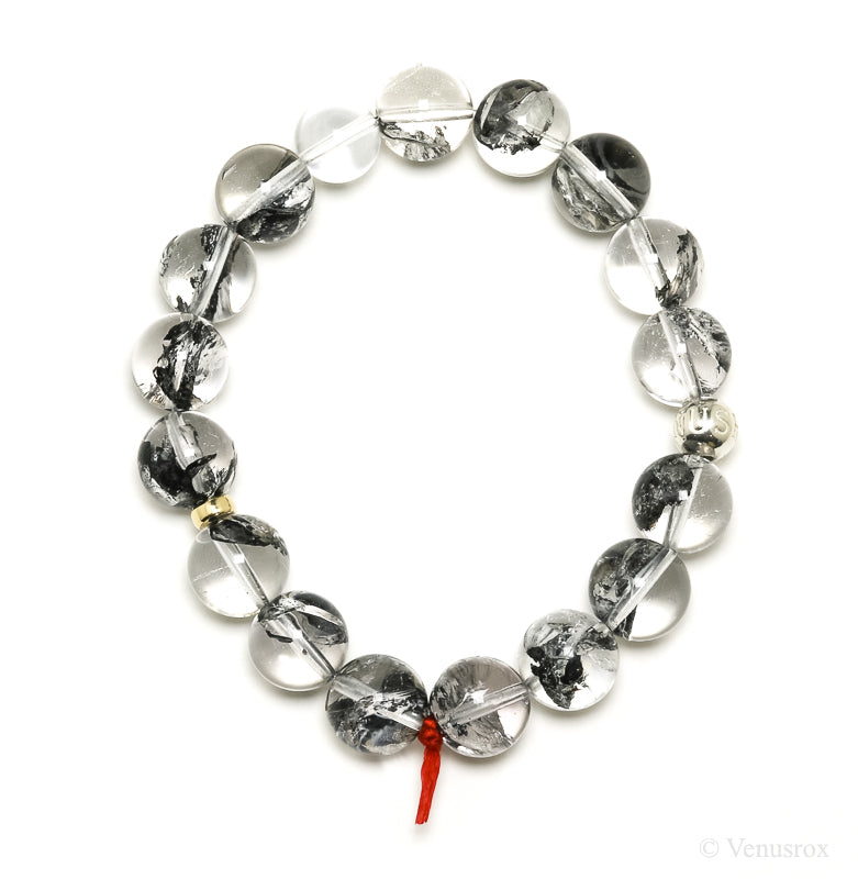 Clear Quartz with Carbon Inclusions Bracelet from Pakistan | Venusrox