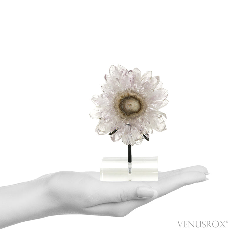 Amethyst with Agate Part Polished/Part Natural Slice from Brazil mounted on a bespoke stand | Venusrox