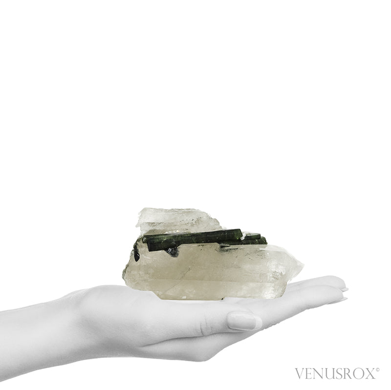 Clear Quartz with Green Tourmaline & Cleavelandite Natural Point from Brazil | Venusrox