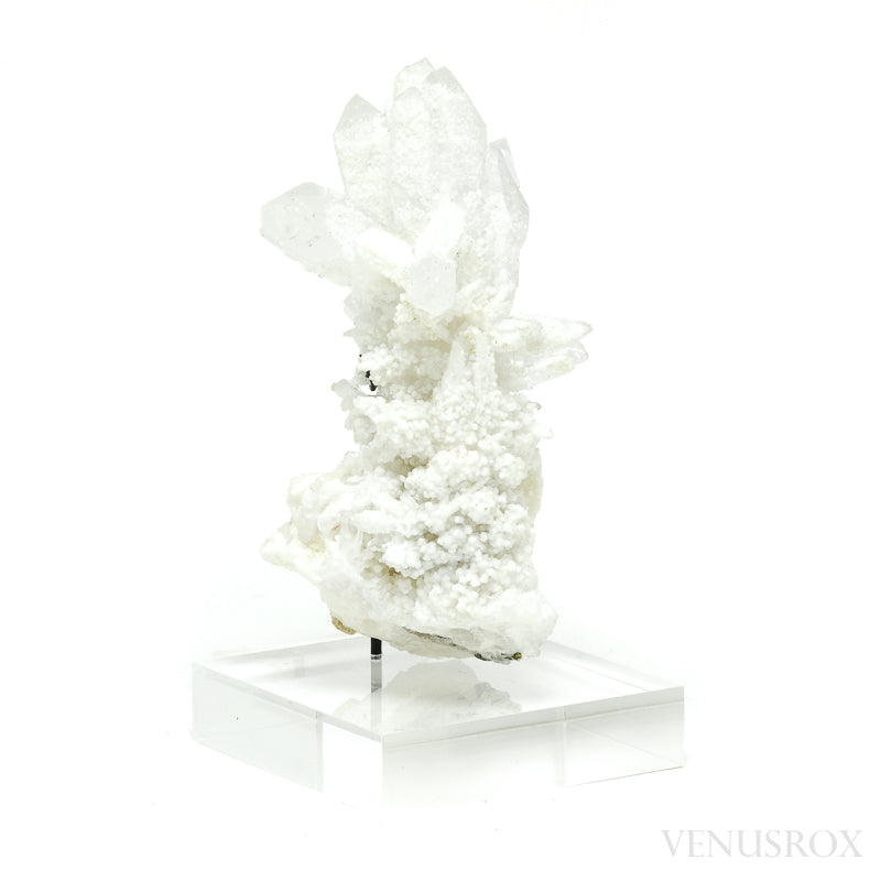 Clear Quartz with Dolomite & Pyrite Natural Cluster from the Trepča Mining Complex, Trepča Valley, Kosovska Mitrovica, Kosovska Mitrovica District, Kosovo mounted on a bespoke stand | Venusrox