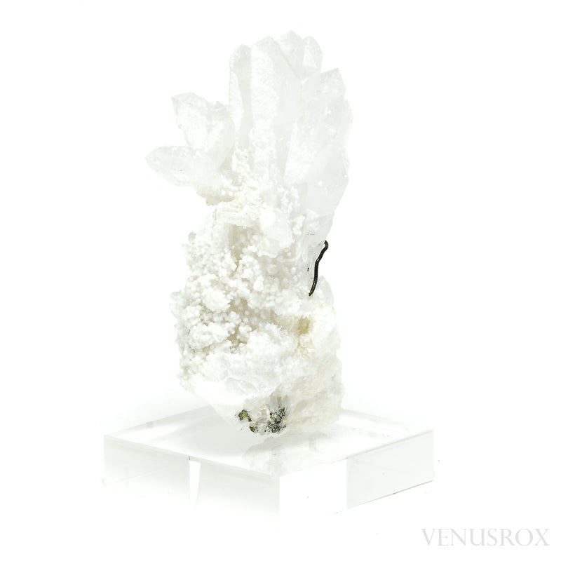Clear Quartz with Dolomite & Pyrite Natural Cluster from the Trepča Mining Complex, Trepča Valley, Kosovska Mitrovica, Kosovska Mitrovica District, Kosovo mounted on a bespoke stand | Venusrox